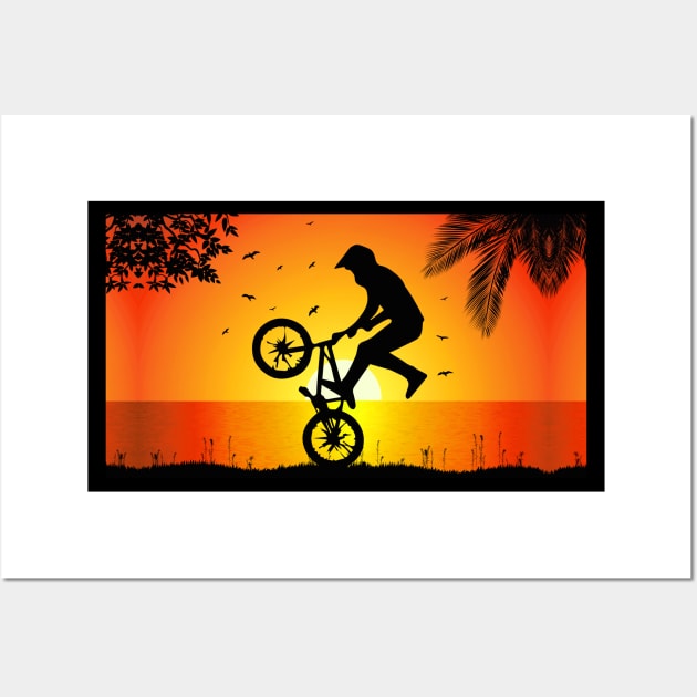 Bmx Apparel | Bmx Freestyle Sunset Sunrise Wall Art by BabyYodaSticker